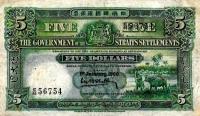 p10b from Straits Settlements: 5 Dollars from 1930